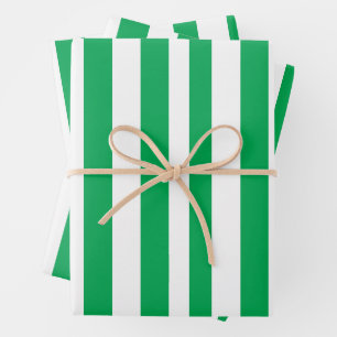 Grüne und weiße Cabana-Streifen Geschenkpapier Set
