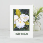 Grüne und weiße Cattleya Orchids Einladung (Stehend Vorderseite)