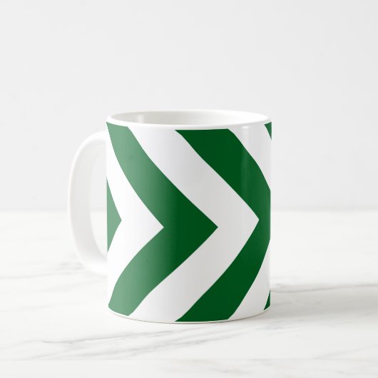 Grüne und weiße Chevronen Kaffeetasse (Vorderseite Links)