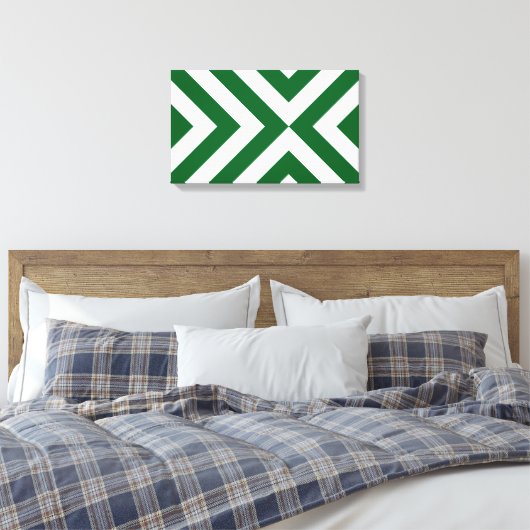 Grüne und weiße Chevronen Leinwanddruck (Insitu (Schlafzimmer))