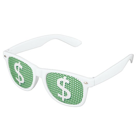 Grüne und weiße Dollarsigne-Party Sonnenbrille (Schrägansicht)