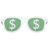 Grüne und weiße Dollarsigne-Party Sonnenbrille (Vorderseite)