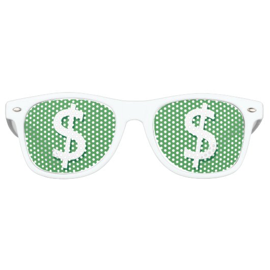 Grüne und weiße Dollarsigne-Party Sonnenbrille (Vorderseite)