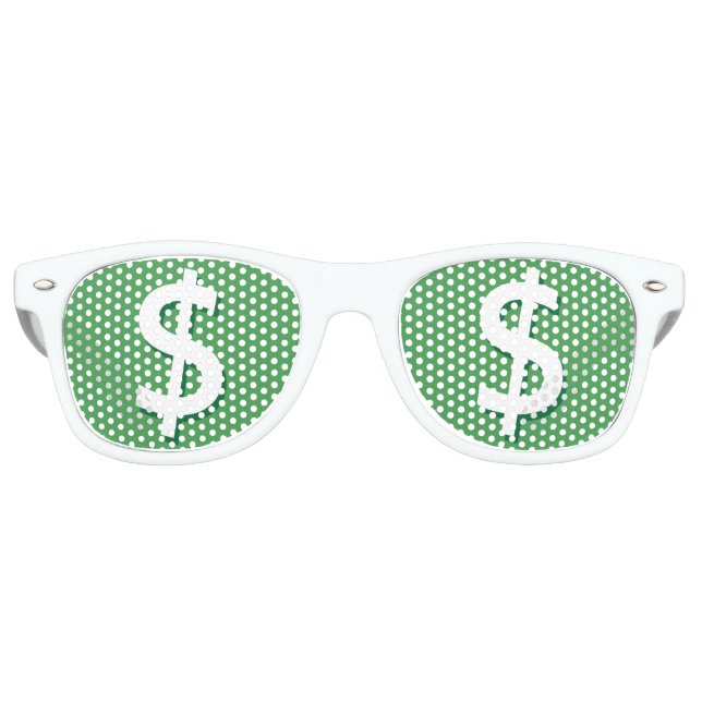 Grüne und weiße Dollarsigne-Party Sonnenbrille (Vorderseite)
