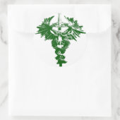 Grüne und Weiße Drachen Runder Aufkleber (Tasche)