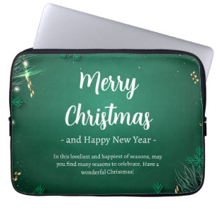 Grüne und weiße einfache Weihnachtstag-Neoprenhüll Laptopschutzhülle