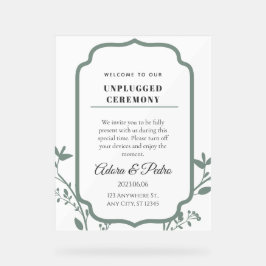 Grüne und weiße elegante Hochzeit Acrylschild