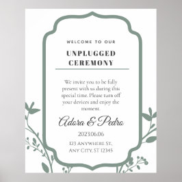 Grüne und weiße elegante Hochzeit Poster