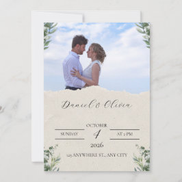Grüne und weiße elegante Hochzeitseinladung Einladung