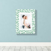 Grüne und weiße, festliche Blätter | Urlaub Leinwanddruck (Insitu (Holzboden))