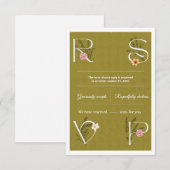 Grüne und weiße florale dekorative Hochzeit RSVP Karte (Vorne/Hinten)