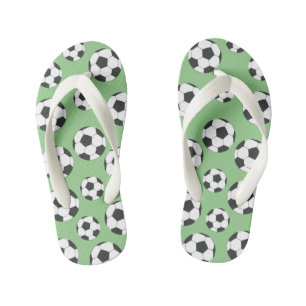 Grüne und weiße Fußball Flip Flops Kinderbadesandalen