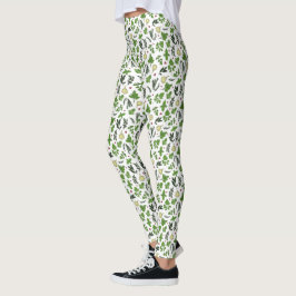 Grüne und weiße Gartenkräutern Muster Leggings