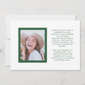 Grüne und weiße Glückwünsche Grad Zwei Foto Abschl Ankündigung (Rückseite)