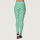 Grüne und weiße Grafik-Design Zigzag Muster Leggings (Rückseite)