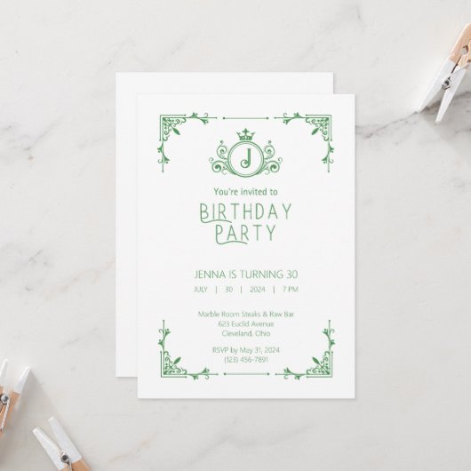 Grüne und weiße Herbstgeburt Einladung 2 (Vorderseite/Rückseite Beispiel)