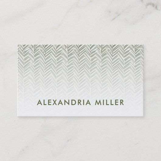 Grüne und weiße Herringbone-Oliven Visitenkarte (Vorderseite)