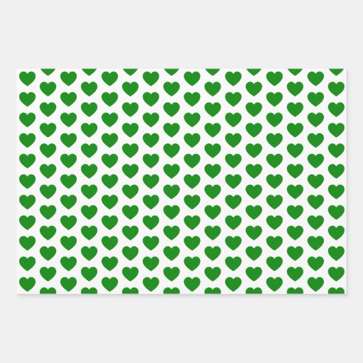 Grüne und Weiße Herzen Geschenkpapier Set (Vorderseite 3)