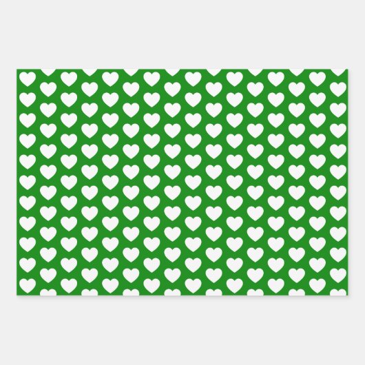 Grüne und Weiße Herzen Geschenkpapier Set (Vorderseite 2)
