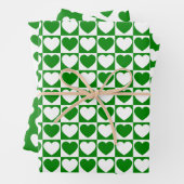 Grüne und Weiße Herzen Geschenkpapier Set (Beispiel)