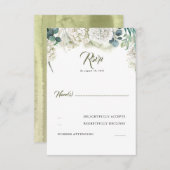 Grüne und weiße Hydrangea Wedding RSVP (Vorne/Hinten)