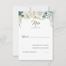Grüne und weiße Hydrangea Wedding RSVP