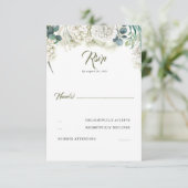 Grüne und weiße Hydrangea Wedding RSVP Karte (Stehend Vorderseite)