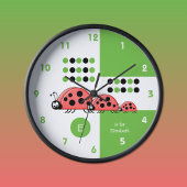 Grüne und weiße Kidschvögel mit Namen Große Wanduhr