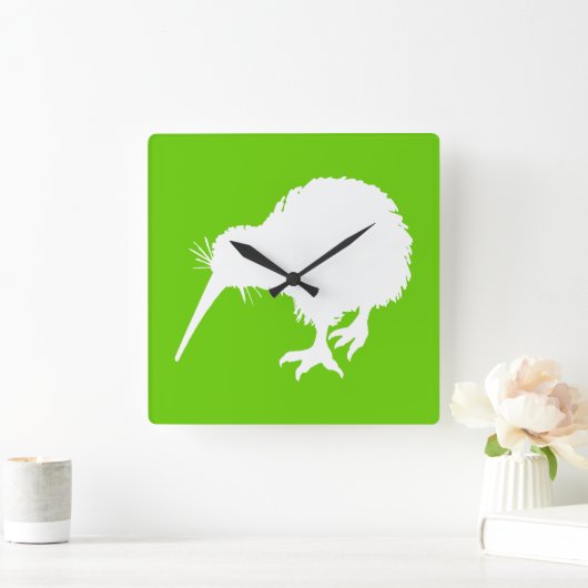 Grüne und weiße Kiwi Quadratische Wanduhr (Zuhause)