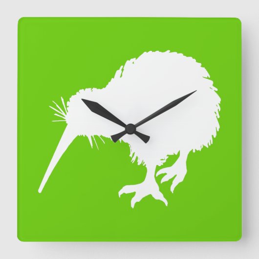 Grüne und weiße Kiwi Quadratische Wanduhr (Vorderseite)