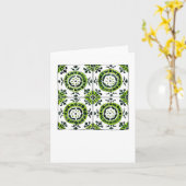 Grüne und weiße kreisförmige gemusterte Fliese Karte (Gelbe Blume)