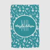 GRÜNE UND WEISSE KRISTALLORNAMENTE CUSTOM MONOGRAM GOLFHANDTUCH (Vorderseite)