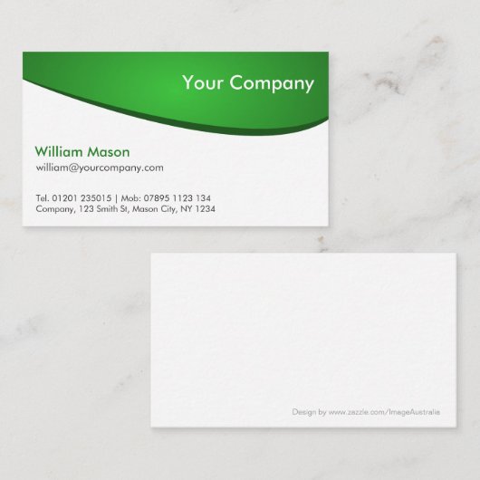 Grüne und weiße Kurven, Berufliche Visitenkarte (Vorne/Hinten)