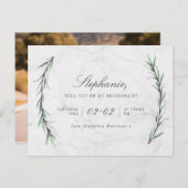 Grüne und weiße Marmor werden Sie meine Bridesmaid Einladungspostkarte (Vorne/Hinten)