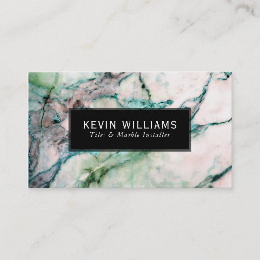 Grüne und weiße Marmorsteinstruktur Visitenkarte (Vorderseite)