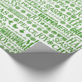 Grüne und weiße mehrsprachige frohe Weihnachten Geschenkpapier (Ecke)