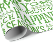 Grüne und weiße mehrsprachige frohe Weihnachten Geschenkpapier (Rolleneckpunkt)