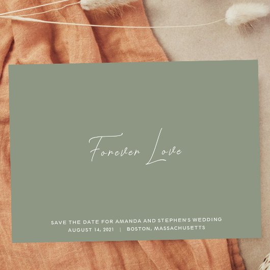 Grüne und weiße Minimal-Typografie Save The Date