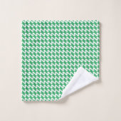 Grüne und weiße, moderne Sharp Waves Badhandtuch Set (Waschlappen)