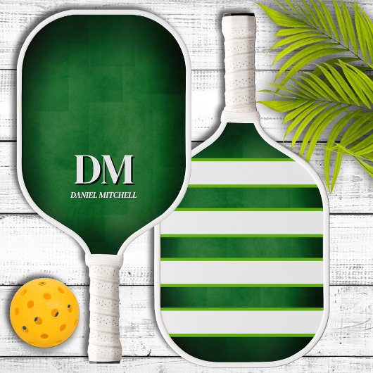 Grüne und weiße Monogramm-Pickleball-Paddle Pickleball Schläger