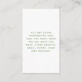 Grüne und weiße Monsterie, soziale Links danke Begleitkarte (Rückseite)