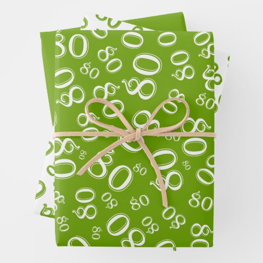 Grüne und weiße Nummer Muster 80 Geschenkpapier Set (Beispiel)