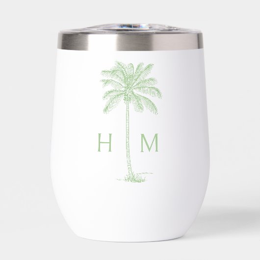 Grüne und weiße Palm-Palmetto-Baum-Monogramm (Vorderseite)