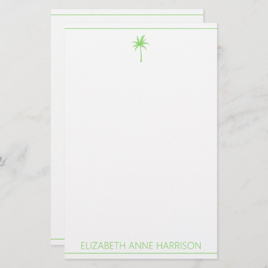Grüne und weiße Palmen an der Küste Briefpapier (Vorne/Hinten)