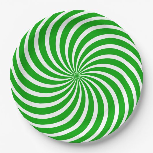 Grüne und Weiße Pfefferminzbonbon-Feiertage Pappteller (Vorderseite)