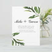 Grüne und weiße Pflanze Einladung (Stehend Vorderseite)