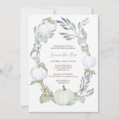 Grüne und weiße PUMPKIN Grünpflanzen BABY Dusche Einladung (Vorderseite)