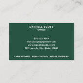 Grüne und weiße Rasenpflege Visitenkarte (Rückseite)