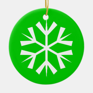 Grüne und weiße Schneeflocke Keramikornament