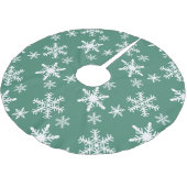 Grüne und weiße Schneeflocken Polyester Weihnachtsbaumdecke (Schrägansicht)